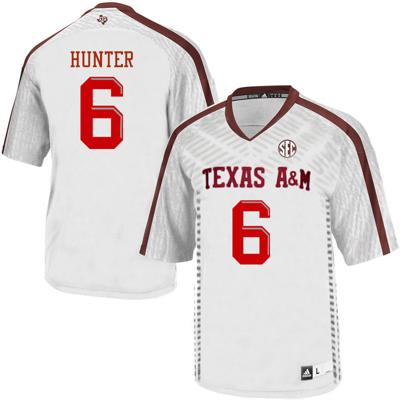Men #6 Derick Hunter Texas A&M Aggies College Football Jerseys Sale-White - Click Image to Close